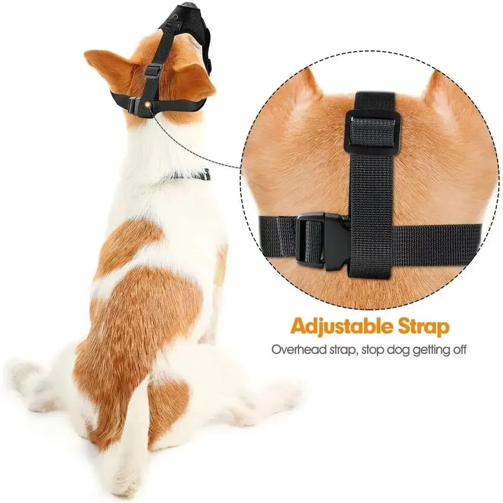 Adjustable Dog Muzzle Breathable Soft Humane Secure Fit‎ Black NEW